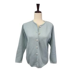 Vintage Meister Wool Cardigan Sweater Size Large Blue Button Up Austria